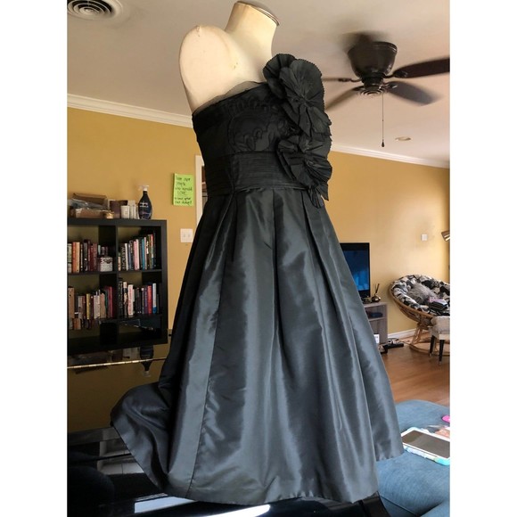 Black Vivienne Tam Silk Taffeta Statement Flower Strapless Cocktail Dress 6 - Picture 3 of 12